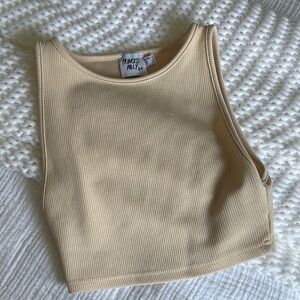 Princess Polly Beige Ribbed Crop Top